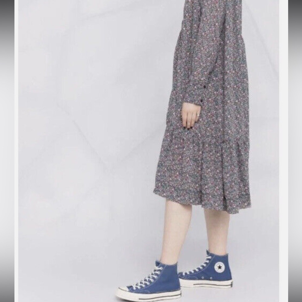 NWOT Ganni AOP Floral Oversized Crepe Midi Dress Moonlight Mauve Size EU 36 US 4 - Picture 10 of 15